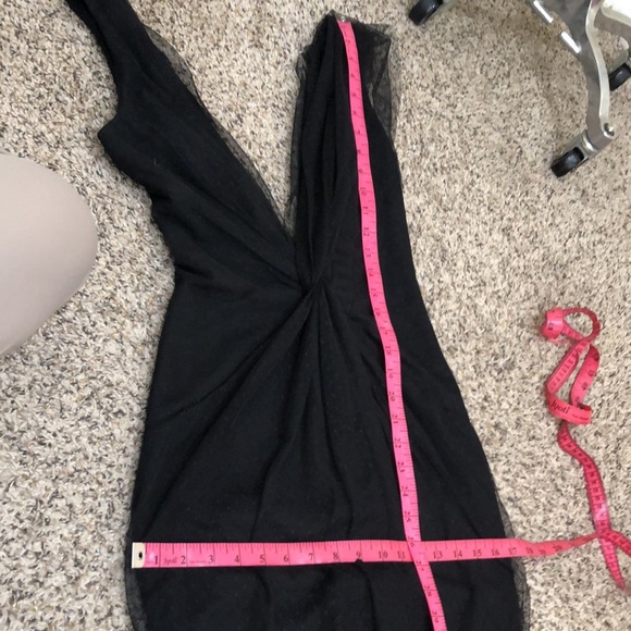 Katie May Olivia Formal Dress Size Small Black Swiss Dot Mesh Plunge Neck - Picture 13 of 14